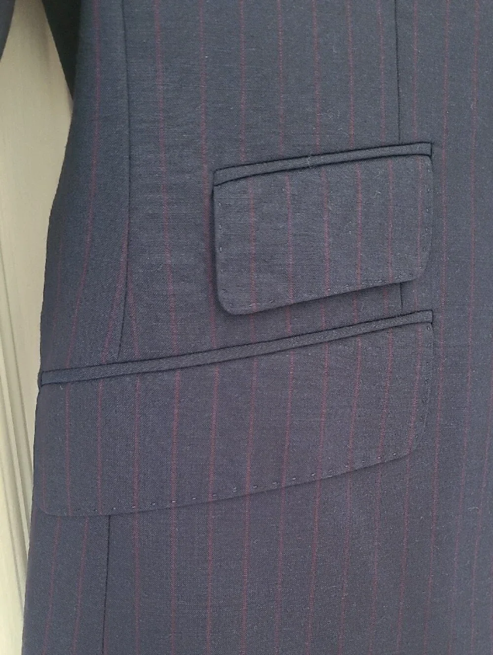 Charles Tyrwhitt Men's Navy Blue and Pink Suit with Vest